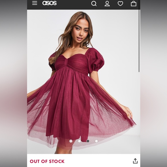 ASOS Dresses & Skirts - Anaya With Love mini puff sleeve dress in red plum